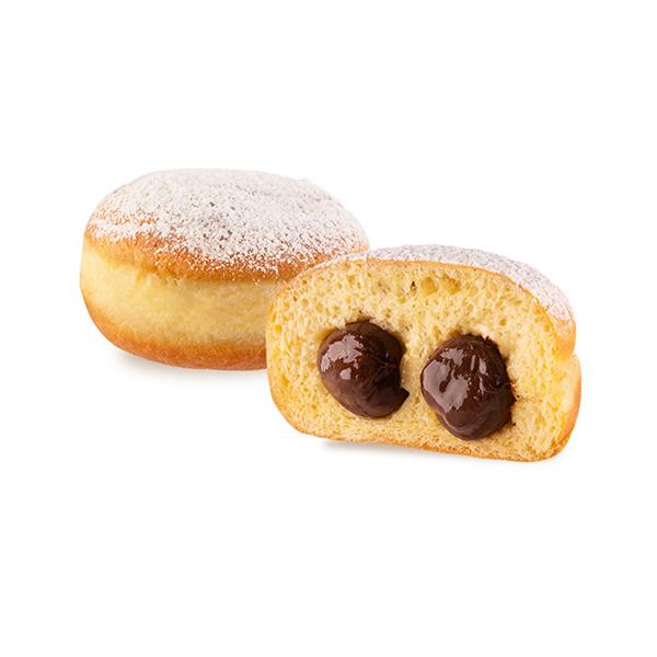 TOI3017 Krapfen mit Kakao Nusscreme gefüllt und gepudert