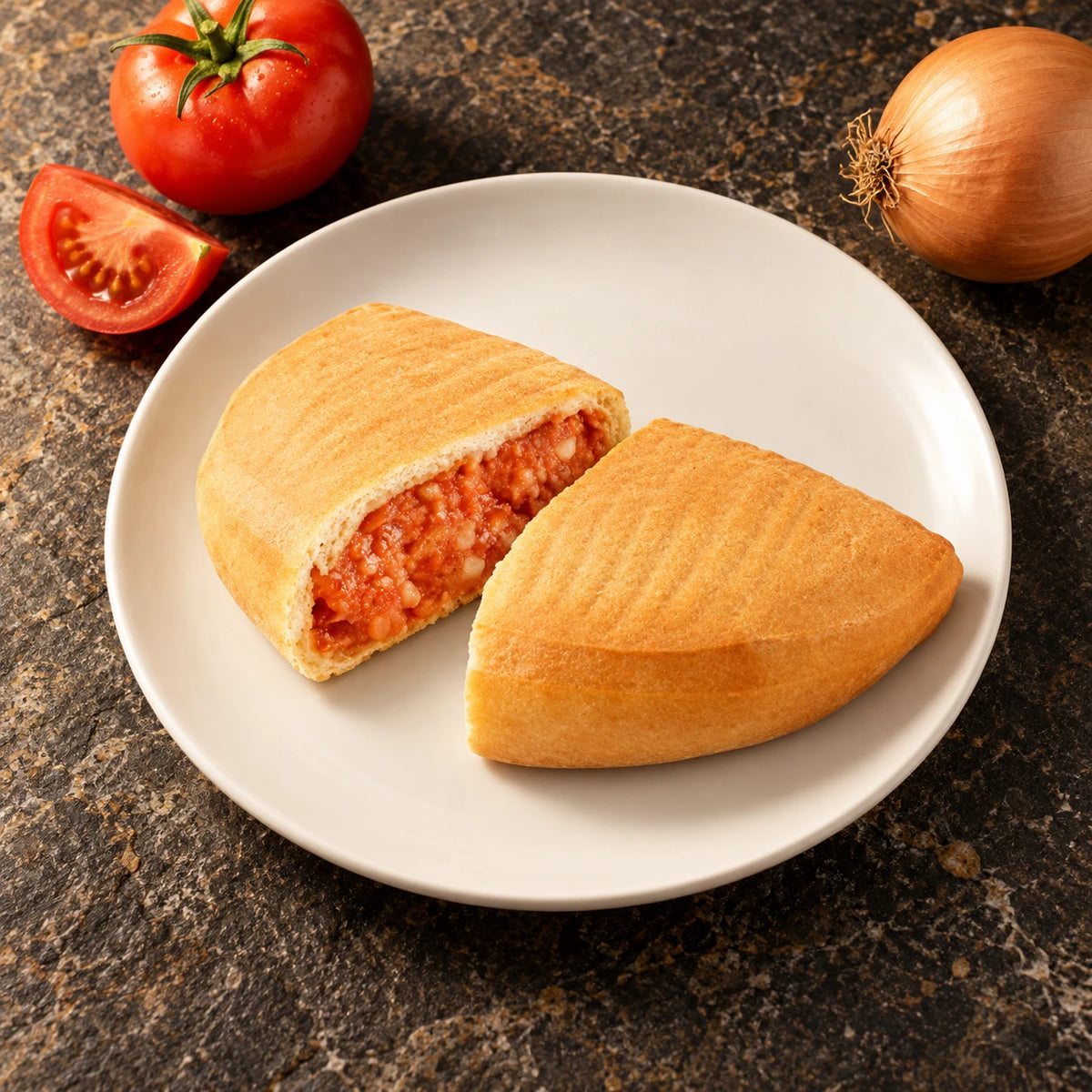 Calzone Tomate-Mozzarella 130 g con tomate y cebolla frescos