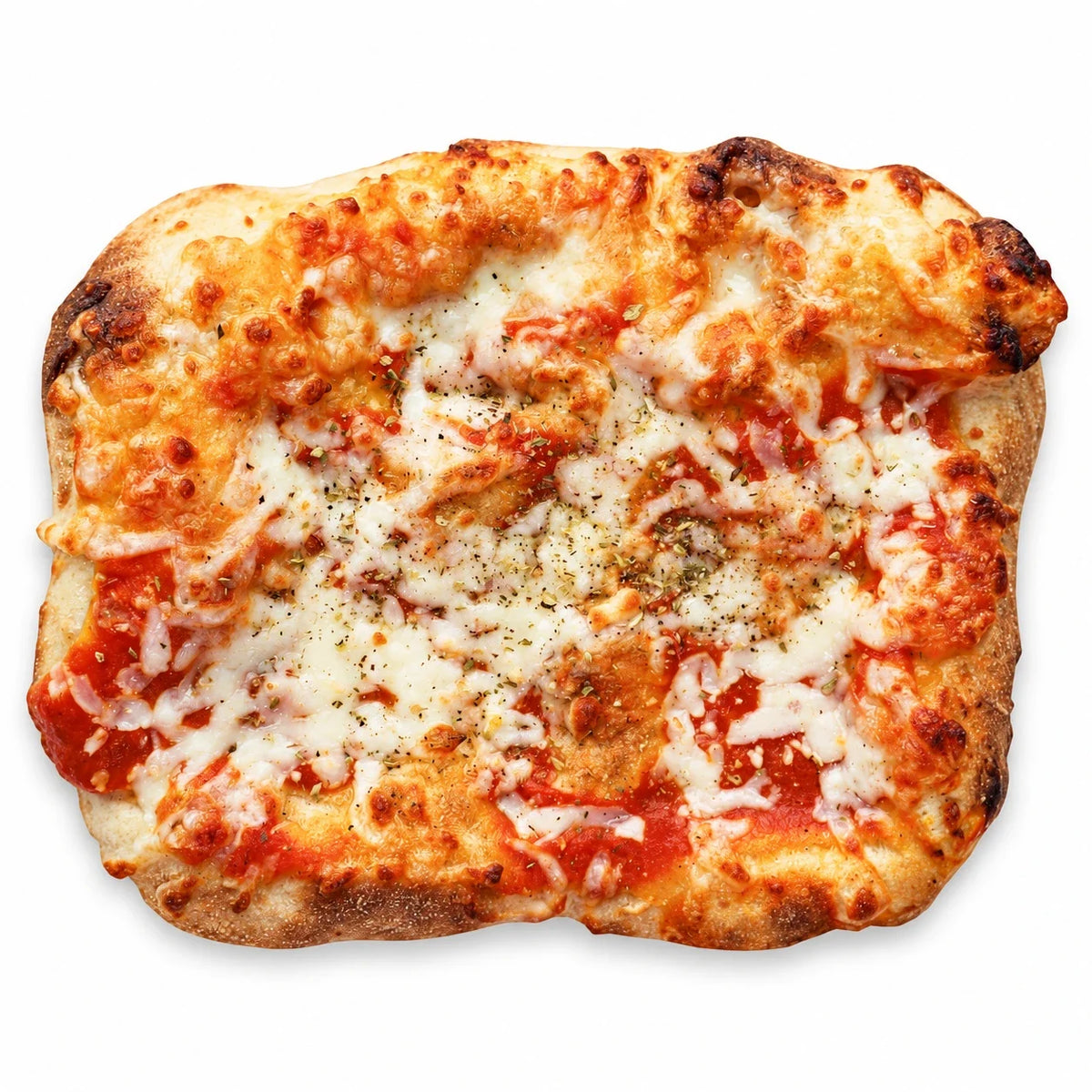 Pala Margherita 15 × 20 cm z sosem pomidorowym i mozzarellą, z góry na białym tle