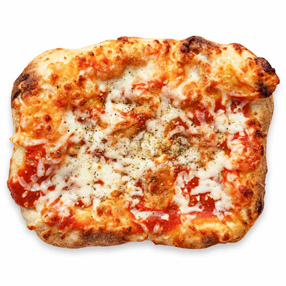 Pala Margherita 15 × 20 cm z sosem pomidorowym i mozzarellą, z góry na białym tle