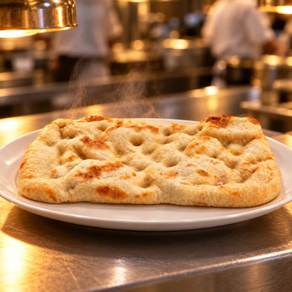 Plain Base Pala 180 g, humeante en la cocina del restaurante