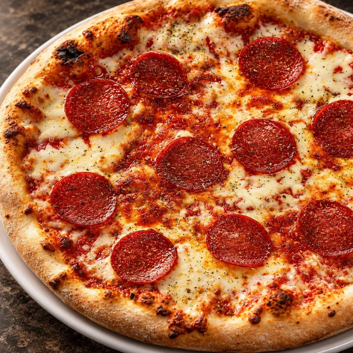 Κοντινό της Pizza με σαλάμι με λιωμένη μοτσαρέλα και ρίγανη